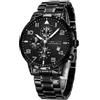 MEGALITH Orologio Uomo Militare Sportivo: Orologio Nero Acciaio Inossidabile Classico - Cronografo Impermeabile Regali Calendario