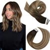 Moresoo Extension Capelli Veri Biadesivo Balayage #4/10/16 35cm 50g 20pz | Sfumatura Naturale, Facile Da Applicare, Lunghezza Desiderata, Look Sofisticato, Pettinatura Alla Moda