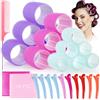 GeeRic 33pz Set per Styling Capelli - 18 Bigodini Autoadesivi, 12 Fermagli, 2 Magic Bangs, Pettine DIY Rullo per Capelli Lunghi/Corti (Diametro: 4.4/3.6/2.5CM)