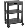 Baroni Home Mobile Ufficio con Ruote e Cassetto con Tre Ripiani, Carrello con Scaffali in Plastica, Supporto con Piano d'Appoggio per Stampante, Nero