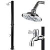 BAKAJI Doccia Solare per Giardino Piscina Esterno Campeggio Serbatoio 20Lt con Soffione Regolabile Lava Piedi Miscelatore Acqua Calda Attacco Tubo da Giardino Dimensione 214 x 11,5 x 11,5 cm