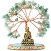 CRUCISRESIN, Statua di Buddha con albero di cristallo curativo, albero della vita per l'energia positiva, decorazione per la casa, per meditazione yoga, verde (B)