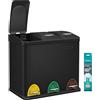 SONGMICS Cestino per Rifiuti da Cucina, 3 x 8 L Pattumiera Differenziata con Coperchi Piccolo Volume, Cestino Triplo in Acciaio, Pedali e Secchi Interni, Facile da Pulire, Nero LTB24BK