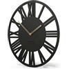 FLEXISTYLE Orologio da parete grande Adulto diametro 50 cm LOFT Retro in legno rovere senza ticchettio soggiorno (nero)