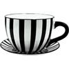 Dekohelden24 Vaso per piante, vaso per piante, vaso per piante, vaso per fiori, vaso con manico in ceramica, motivo a righe in bianco e nero, 25 x 23 x 14 cm (lunghezza x larghezza x altezza).