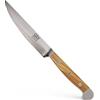GÜDE Solingen - Coltello da bistecca forgiato liscio, 12 cm, legno d'ulivo, ALPHA-OLIVE - doppio collarino, fatto a mano in Germania