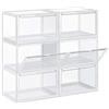 SONGMICS Scatole per Scarpe, Pacco da 6 Contenitori per Scarpe Impilabili con Sportello, Scarpiera in Plastica, Fino a Taglia 46, 28 x 36 x 22 cm, Trasparente LSP06CW