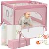 LIONELO Box per bambini e Lettino da Viaggio MILLE 2 in 1, 100 x 100 cm, Fino a 15 kg / 0 a 36 mesi, con Materasso 3D, Ingresso laterale con chiusura lampo, Ruote con freno, Facile da piegare