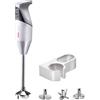 bamix Set frullatore a immersione G200 GASTRO PRO-2 incl. lama multiuso, frusta e disco fisso, supporto, 200 watt, 2 velocità, acciaio inox, Made in Switzerland, bianco/grigio chiaro