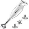 bamix Frullatore a immersione sbattitore M250 PRIME incl. lama multiuso, frusta, frullino in acciaio inox, 250 watt, 2 velocità, Made in Switzerland, Bianco/cromo