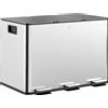 HOMCOM Pattumiera Differenziata 3 Scomparti 10L da Cucina a Pedale, Cestino Spazzatura con 3 Coperchi a Chiusura Silenziosa in Acciaio Inox e PP, 49.6x34.5x38.6 cm, Argento | Aosom Italy