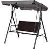 Outsunny Dondolo da Giardino 2 Posti con Tettuccio Regolabile, 140x110x151 cm, Marrone e Grigio | Aosom Italy