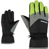 Ziener Guanti da sci Lando-Z per bambini, per sport invernali, antivento, impermeabili, colore nero, verde lime, 4