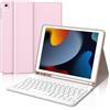 IVEOPPE Custodia Tastiera per iPad 9a Gen 2021/8a Gen 2020/7a Generazione 2019 10.2/iPad Air 3/Pro 10.5 2017, Cover Protettiva con Supporto per Apple Pencil, Tastiera Italiana Rimovibile per ipad, Rosa