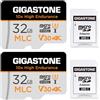 Gigastone [10 x Alta Resistenza] GIGASTONE MLC Micro SD 32 GB, Set da 2, 10x High Endurance, per Telecamera Sorveglianza, Gopro, Dashcam, Lettura fino a 95 MB/s. Per video 4K, U3 V30 C10 + Adattatore SD