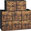 SONGMICS Set di 8 Scatole Portaoggetti Pieghevoli, Contenitori in Tessuto, 30 x 30 x 30 cm, Scatole per Armadio Vestiti, per Camera da Letto Soggiorno, Marrone Vintage e Nero RFB830B01