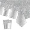 COSORO 2 Pezzi Brillante Tovaglia Plastica Rettangolare,137*274cm Sequins Tovaglia Antimacchia Impermeabile Argento Grande,Tovaglie per Festa Decorazione Desktop per Festa di Compleanno Matrimonio Natale