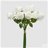 EDG Enzo De Gasperi Rosa Bouquet x9 con Foglie H 46 Cm Pianta Artificiale Colore Bianco