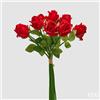 EDG Enzo De Gasperi Rosa Bouquet x9 con Foglie H 46 Cm Pianta Artificiale Colore Rosso