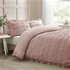 Catherine Lansfield Set copripiumino singolo con volant in seersucker con federa, rosa