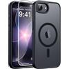 FNTCASE Cover Magnetica per iPhone 17e: per iPhone 16E custodia e 1 Pellicole in Vetro Temperato, opaca di grado militare, sottile, antiscivolo, resistente, antiurto (Nero)