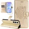 Dcjlbo Cover per Samsung Galaxy A57 5G Custodia in Pelle Portafoglio a Libro con Pellicola Vetro Temperato Porta Carte Motivo Flip Case Cuoio Antiurto Custodia-Oro