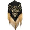 La Senorita La Señorita Foulard cintura chale manton de manila Flamenco di danza nero oro frangia oro