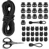 LOLANIUT Corda Elastica in Gomma 10m x 3mm, Cordoncino elastico in gomma con 20 Fermacorda a 2 Fori, 20 Chiusure in Plastica per Zaini, Lacci, Biancheria e DIY