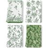 Arquiel Set 4 Strofinacci Cucina, Chinoiserie Verde Salvia 100% Cotone Canovacci Senza Pelucchi Asciugamani Riutilizzabili Decorazione Botanica Regali di Vacanza 48 cm x 70 cm