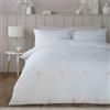 Fusion Serene - Copripiumino con ricamo a foglie, per letto matrimoniale (200 x 200 cm), 2 federe, in poliestere riciclato sostenibile, biancheria da letto bianca con foglie, copripiumino ricamato floreale,
