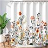 LIVILAN Tende da doccia floreali per il bagno in tessuto colorato con fiori selvatici fioriti tenda da doccia con 12 ganci decorativa lavabile in lavatrice, 182,9 cm di larghezza x 182,9 cm di altezza