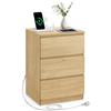 VASAGLE KAILYN Collezione - Comodino con Stazione di Ricarica, con 3 Cassetti, 2 Prese AC 2 Porte USB, per Soggiorno, Camera da Letto, Studio, Giallo Paglierino LET631Y70