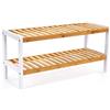 SONGMICS Scarpiera Ingresso, 2 Ripiani, Scaffale Portascarpe in Legno di Bambù Slim, Soggiorno, Corridoio, Camera da Letto, Bagno, 26 x 70 x 33 cm, Bianco e Naturale LBS02H