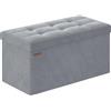 SONGMICS Cassapanca, Pouf Contenitore, Poggiapiedi Pieghevole da 38 x 76 x 38 cm, Ottomano, Regge fino a 300 kg, per Soggiorno, Camera da Letto, Entrata, Grigio Tortora LSF247G02