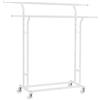 SONGMICS Stand Appendiabiti, Attaccapanni Estensibile con 4 Ruote, in Acciaio, Regolabile in Altezza e Larghezza, Bianco Opaco HSR012W01