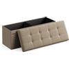 SONGMICS MAZIE Collezione - Cassapanca, Pouf Contenitore, Poggiapiedi Pieghevole da 38 x 110 x 38 cm, Ottomano, Portante 300 kg, per Soggiorno, Camera da Letto, Entrata, Marrone Cammello LSF077R01