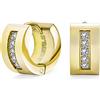 Bling Jewelry Channel Set Cubic Zirconia Cz Wide Fashion K-Pop Hoop Huggie Earrings Per Gli Uomini Per Le Donne Placcato Oro In Acciaio Inox