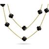 Bling Jewelry Fiore Nero Lungo Placcato Oro Perlato Smalto Stazione Catena Avvolgere Strato Clover Collana Per Le Donne 40 Pollici