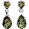 Designer Inspirations Boutique Petite - Orecchini da donna in argento Sterling 925 con ambra baltica, pendenti a goccia, colore: verde, miele e arancione cognac, Piccolo, Argento sterling Gemma, Ambra