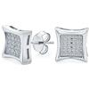 Bling Jewelry Orecchini a lobo a forma quadrata con zirconi cubici micro pavé CZ per uomo e donna in argento sterling .925 9MM