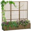 Outsunny Supporto per piante con trellis vaso rettangolare inferiore in resina intrecciata e acciaio dim. 103L x 29l x 103H cm