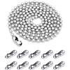 Butyeak Catena di Perline in Acciaio Inox, 4 mm Catena a Palline in Acciaio Inossidabile, 3 Metri Argento Catena Rullo, con 10 Connettori Corrispondenti, Per la Realizzazione di Collane di Gioielli ecc