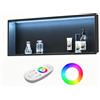 Bernkot Doccia a parete in acciaio inox con LED RGB, nicchia da parete, con telecomando, 90 cm x 30 cm, colore: nero