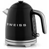 SWEISS KTS9 Bollitore elettrico vintage, 1 litro, corpo in ACCIAIO INOX, colore NERO RETRÒ con dettagli cromati