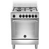 LA GERMANIA AMN664EXVC Cucina, Piano di Lavoro, Acciaio Inox, Serie Americana, 4 Fuochi Gas, Forno Elettrico con Grill, 60x60 cm, Nuova Classe A