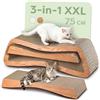 Knupis Tiragraffi Gatto 3 Pezzi XXL 75 cm - Cartone Resistente per Cura delle Unghie - Fino a 2 Anni di Utilizzo - Salvaspazio - Protegge Divani e Mobili (Mountain- Marrone)