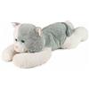 De.Car2 Peluche Gatto steso 100 cm,Colore bianco/grigio,Decar,Eta 1+