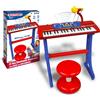Bontempi MiniKeyFun - Tastiera Giocattolo a 37 Tasti per Piccoli Musicisti con Microfono, Sgabello e Leggio, Blu e Rosso, 54,4x32,9x15,9 cm,Bontempi, Eta 3+