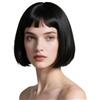Creamily Parrucca Corta Nera Caschetto Donna, Parrucca Corta Nera Caschetto Frangia Leggera, Capelli Sintetici Donna, Nero Naturale, 25,4 cm, Morbida Tatto, Feste Cosplay, Ragazze, uso Quotidiano
