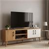 Dmora - Mobile Porta TV Tiaki, Credenza da Soggiorno, Armadio Basso per TV, Base Parete attrezzata, 150x34 h52 cm, Quercia e Bianco